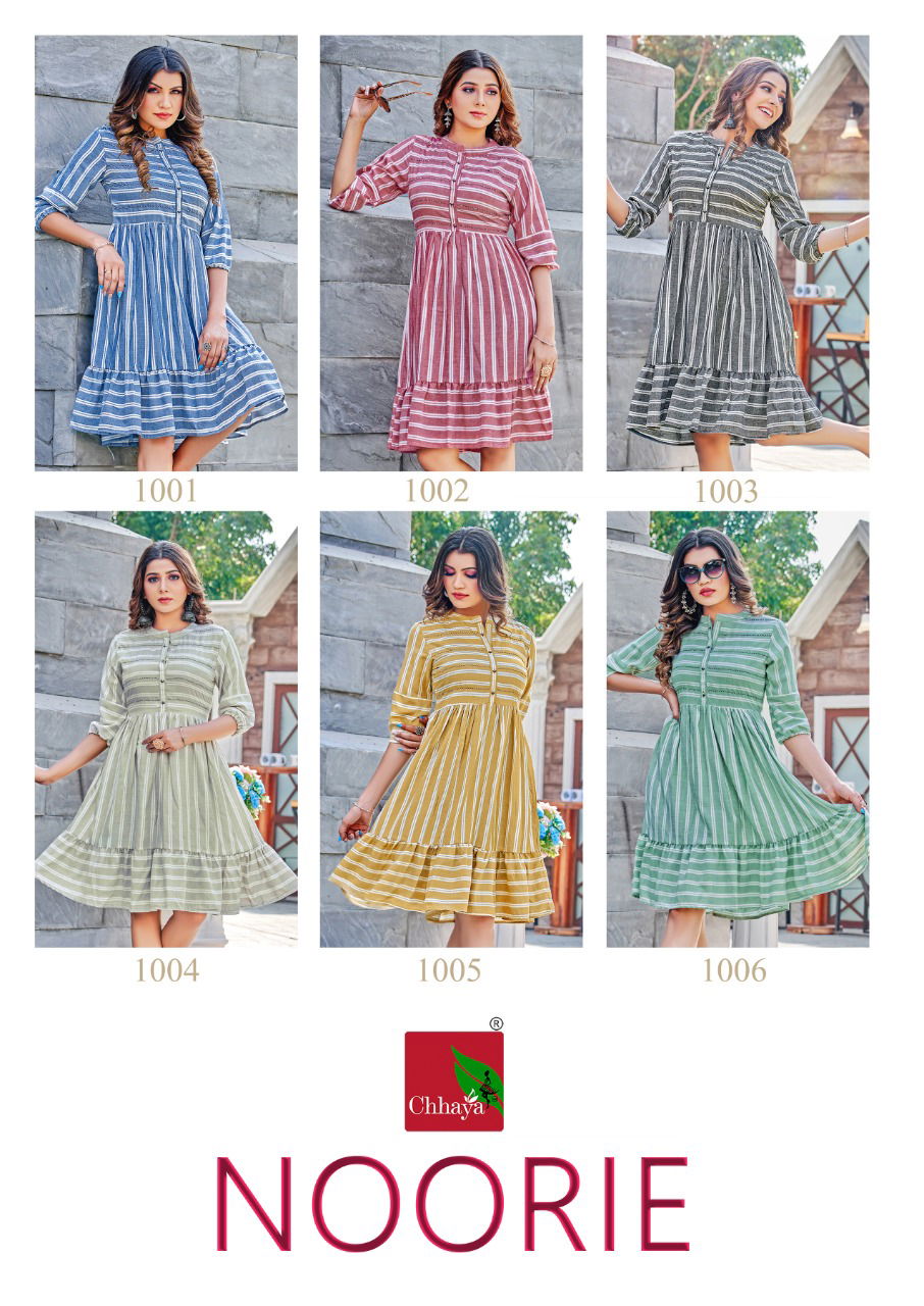 Noorie Chhaya Printed Rayon Party Wear Kurtis Wholesale Shop In Surat